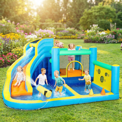 Children’s Inflatable Bouncy Castle With Slide and Water Play for Garden or Indoors Multicolour AOSOM