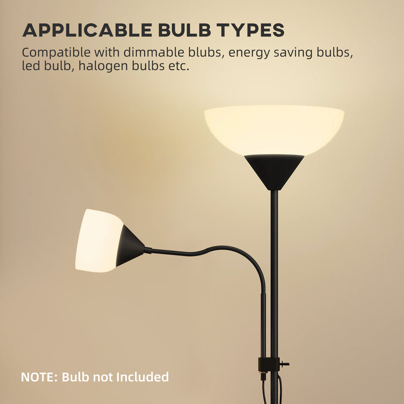 LED Floor Lamp with Uplighter and Adjustable Reading Light for Living Room, Black