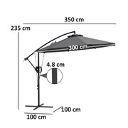 Grey 3m Cantilever Garden Parasol with Cover Wind Strap and Tilt by Outsunny
