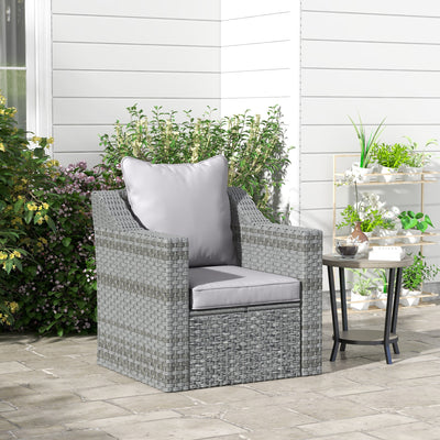 Light Grey Padded Seat and Back Cushion Set for Garden Chairs or Outdoor Benches