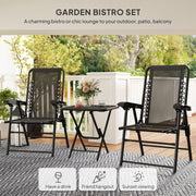 Three Piece Garden Table and Chair Set Black Weather Resistant by Outsunny