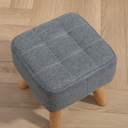 Grey Linen Look Square Padded Footstool Comfortable Ottoman Seat by HOMCOM