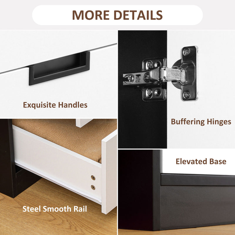 Modern 2 Door Bedroom Wardrobe With 3 Drawers And Hanging Rail For Storage Black