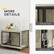 Grey Dog Crate Furniture with Wheels and Double Doors for Large Dogs 100 x 60 x 73.5cm by PawHut