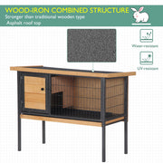 Wooden Guinea Pig Hutch Elevated Outdoor Pet House with Slide Out Tray Natural AOSOM