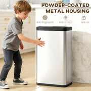 45L Motion Sensor Kitchen Bin with Soft Close Lid for Home or Office Use Silver AOSOM