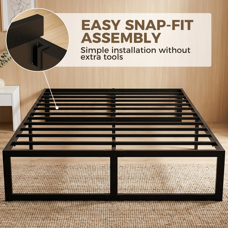 Double Bed Frame with Underbed Storage Space and Easy Assembly Black