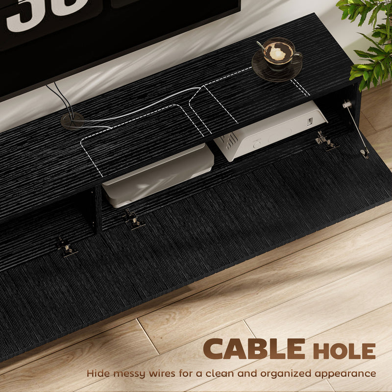Floating TV Stand for TVs up to 72 Inches with Hidden Storage and Cable Management Black