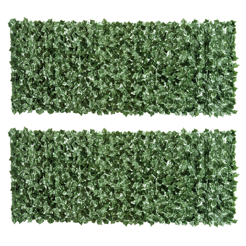 Dark Green 2 Piece Artificial Leaf Hedge Screen For Garden Privacy And Outdoor Decor