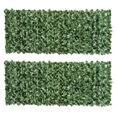 Dark Green 2 Piece Artificial Leaf Hedge Screen For Garden Privacy And Outdoor Decor