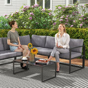Grey 3 Piece L Shaped Garden Furniture Set with Cushions by Outsunny