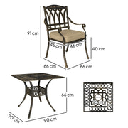 Five Piece Cast Aluminium Garden Dining Set Bronze Tone by Outsunny