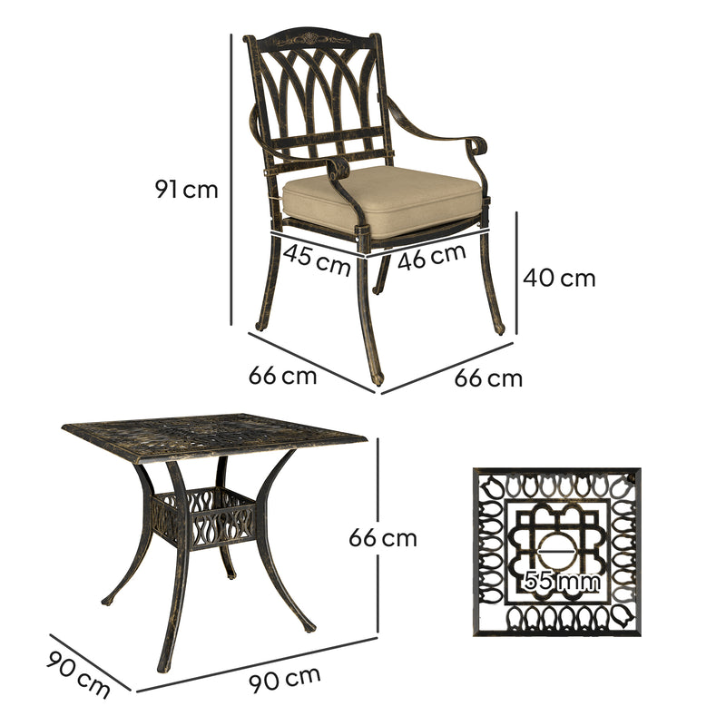 Five Piece Cast Aluminium Garden Dining Set Bronze Tone by Outsunny