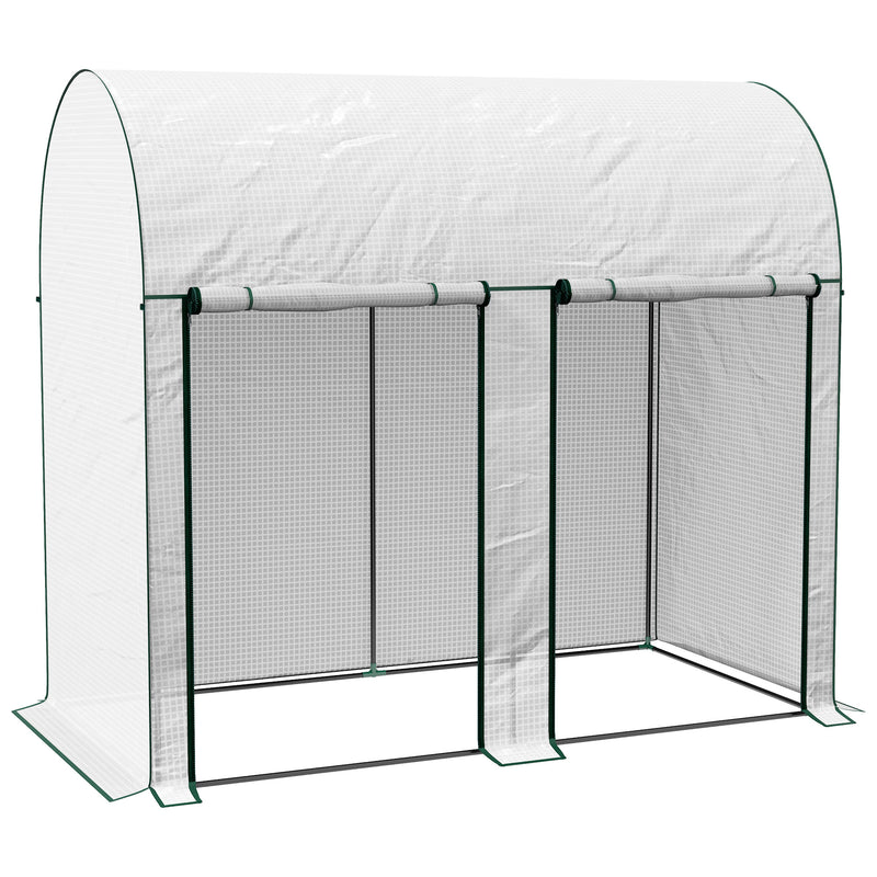 Walk In Garden Greenhouse With Zipped Doors For Plant Protection 200 x 100cm White