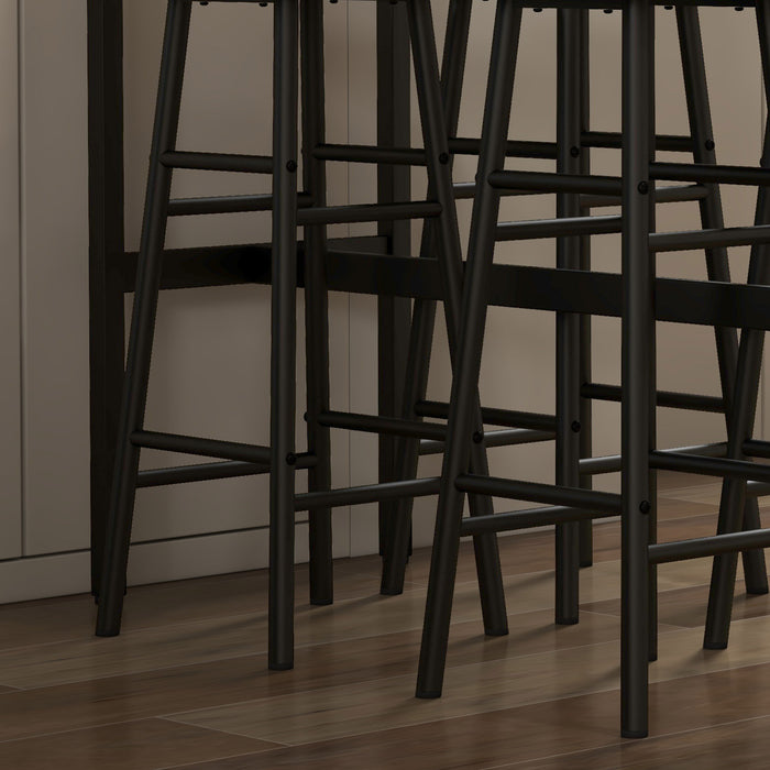 5 Piece Industrial Bar Table Set with 4 Stools, Rustic Brown by HOMCOM