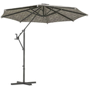 Black and White 3m Cantilever Garden Parasol with 360 Degree Rotation and Cross Base