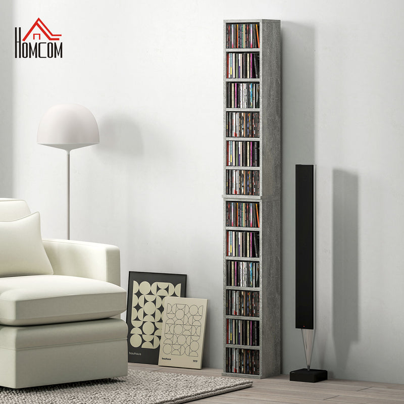 Set of Two CD Storage Units Holds 102 CDs, Space Saving Design, Cement Grey by HOMCOM