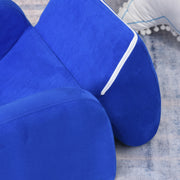 2 in 1 Kids Armchair and Fold Out Sofa Bed with Wooden Frame for Bedroom Use, Blue