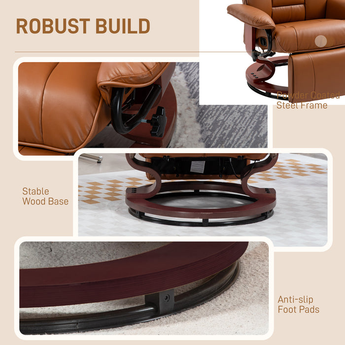 Brown Faux Leather Executive Recliner Chair with Padded Armrests For Home or Office by HOMCOM