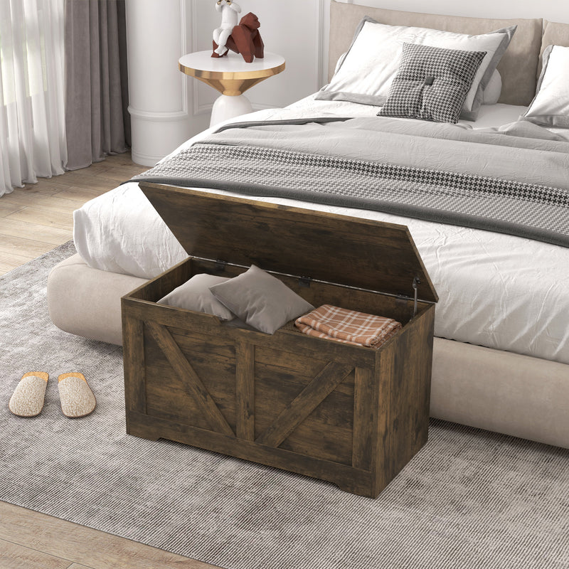 100L Storage Trunk with Safety Hinges Ideal for Home Organisation Rustic Brown 80x40x45 cm