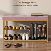 Shoe Storage Bench with Padded Seat for Hallway Organisation Pink AOSOM