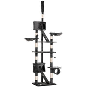 Adjustable Floor to Ceiling Cat Tree for Indoor Climbing and Play 240-260cm Dark Grey