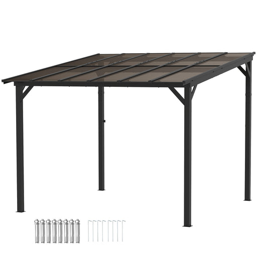 3 x 3m Metal Pergola with UPF 50+ Waterproof Polycarbonate Roof Wall-Mounted or Freestanding by Outsunny