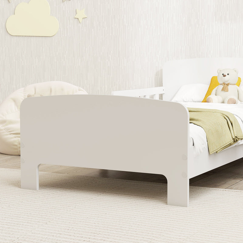 Toddler Bed Frame with Safety Rails for Ages 3 to 8 Ideal for Kids Bedrooms White
