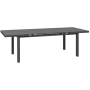 Charcoal Grey 6 to 8 Seater Aluminium Rectangular Garden Table Extending Patio Dining Furniture