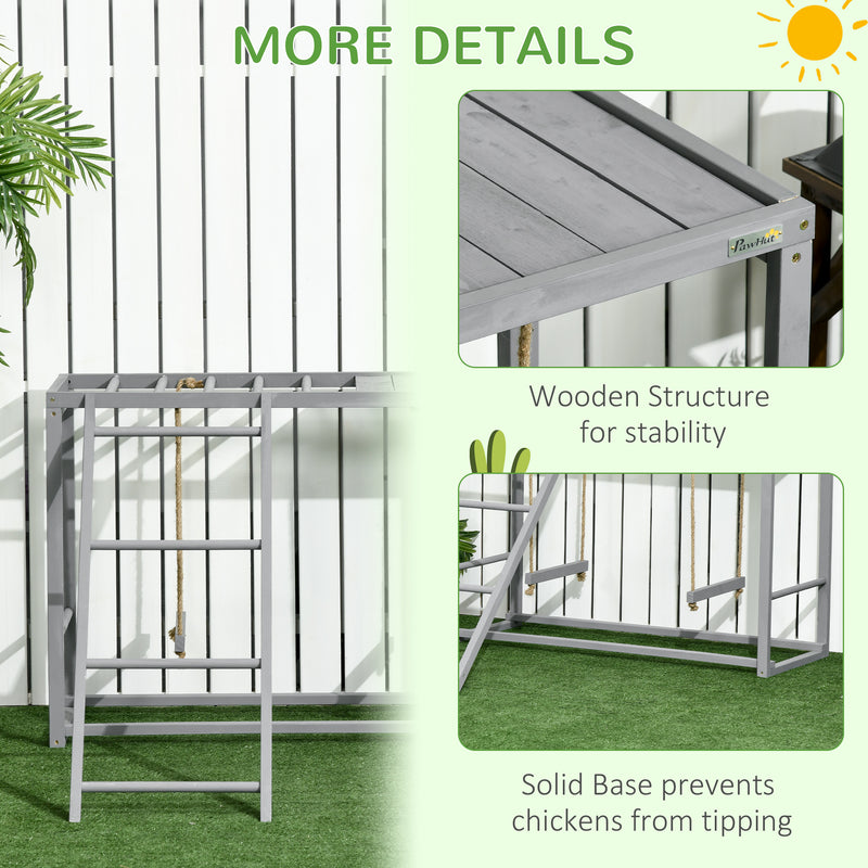 Wooden Chicken Coop with Swing Set for 3 to 4 Hens Promotes Activity and Comfort, Grey
