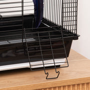 Metal Bird Cage for Finches and Canaries with Tray Swing Ring and Feeders, Grey