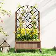 Wooden Garden Planter with Metal Trellis Brown Black by Outsunny