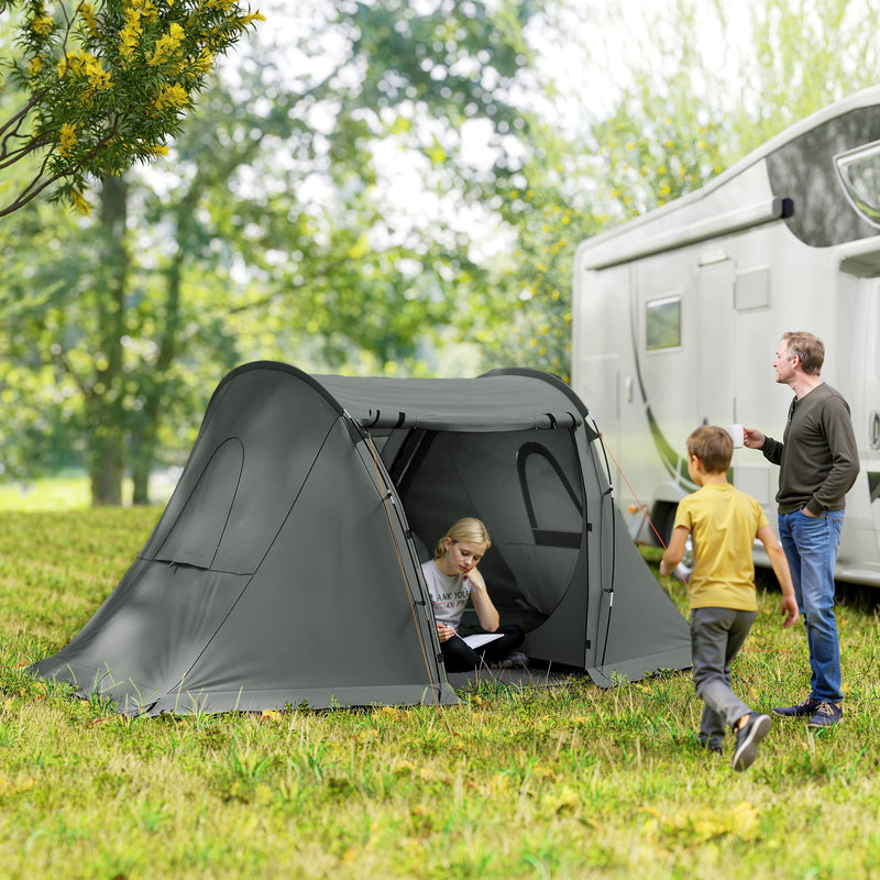 Waterproof 2–3 Person Camping Tent with Separate Sleeping and Lounge Areas Dark Grey