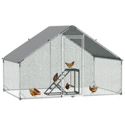 Large Walk In Chicken Run with Activity Shelf and Weatherproof Cover for Outdoor Use Green