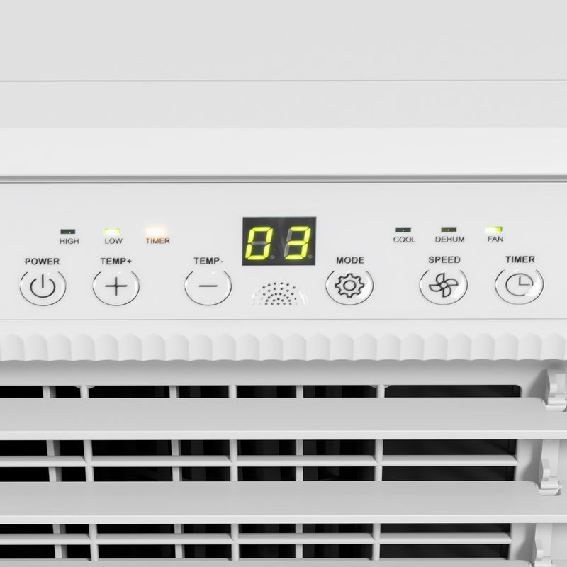 9000 BTU Portable Air Conditioner with Dehumidifier Timer and Wheels for Rooms up to 28m² White