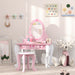 Pink Kids Dressing Table Set with Stool Mirror Drawer and Ballet Theme by AIYAPLAY