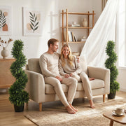 Artificial Spiral Cypress Trees Set of 2 for Easy Tidy Entrance 120 cm Deep Green Homcom