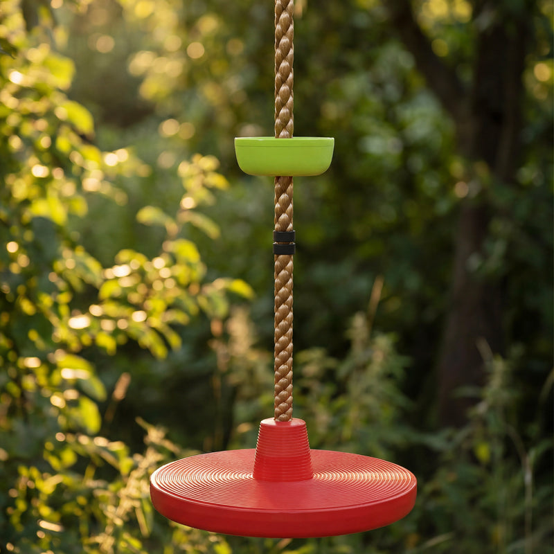 Children’s Garden Tree Swing With Climbing Footrests for Active Outdoor Play Red
