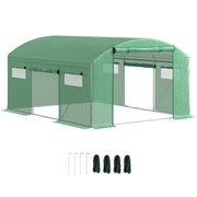 Green Walk-In Polytunnel Greenhouse 13 x 9.8ft for Plant Protection by Outsunny