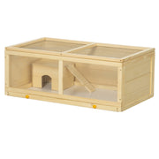 Wooden Hamster Cage with Sliding Tray and Openable Top for Syrian Hamsters by PawHut