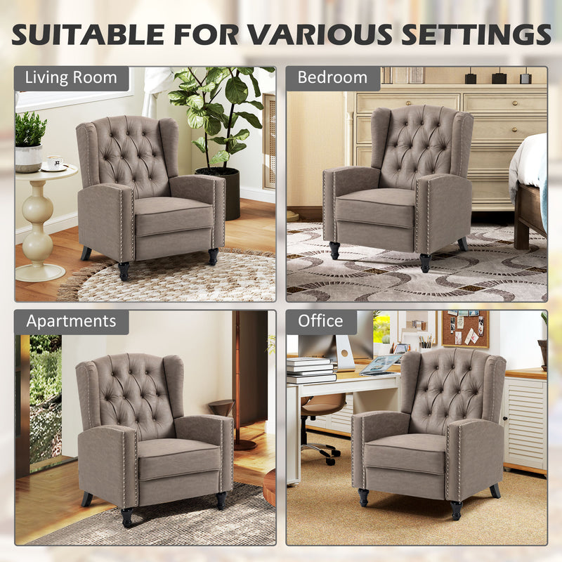 Reclining Armchair With High Back and Footrest for Relaxing in the Living Room Brown Homcom