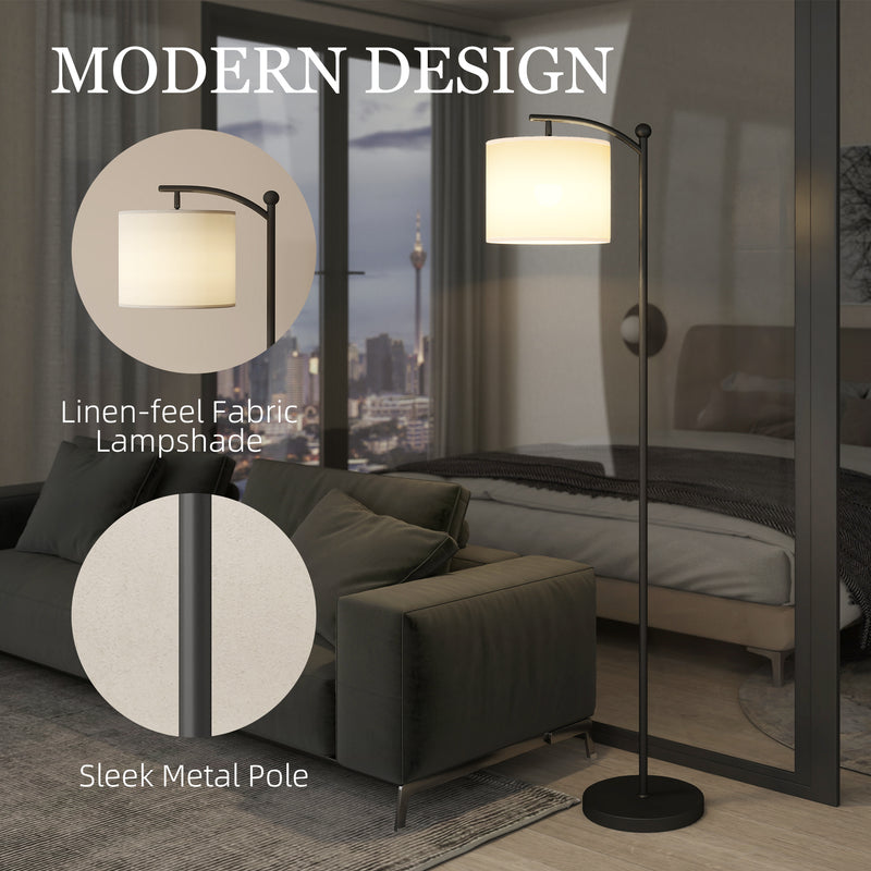 Black LED Floor Lamp With Stepless Dimming Magnetic Remote And Timer For Reading Rooms AOSOM