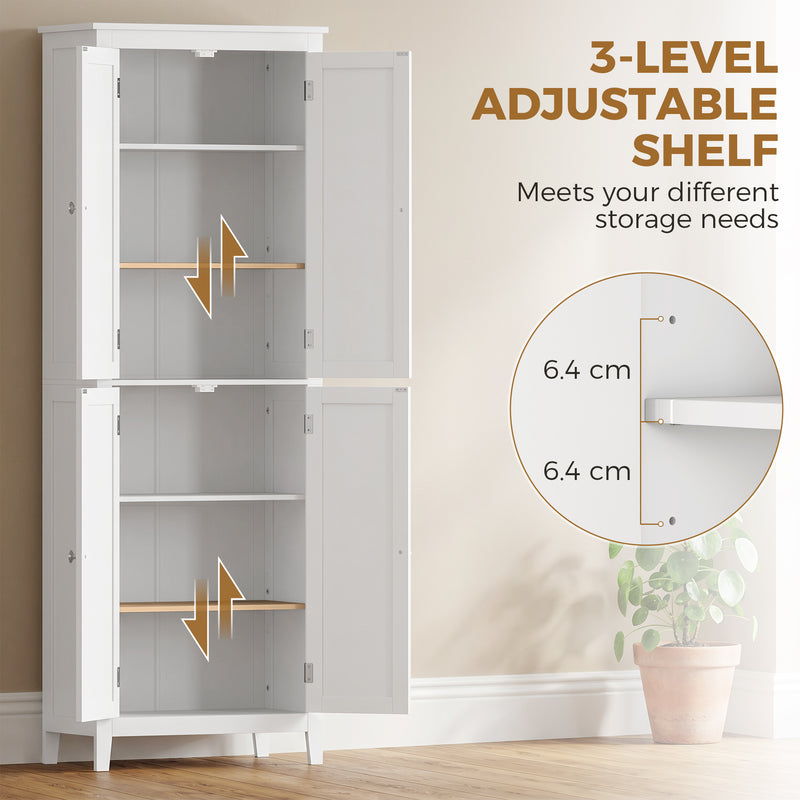 Tall Bathroom Storage Cabinet with Adjustable Shelves for Small Spaces White