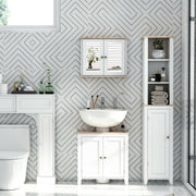 Freestanding Under Sink Bathroom Cabinet With Adjustable Shelf And Storage Space White