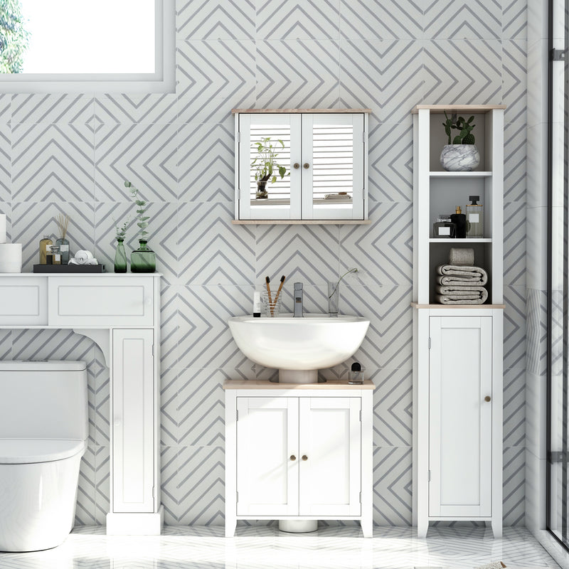 Freestanding Under Sink Bathroom Cabinet With Adjustable Shelf And Storage Space White