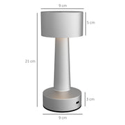 Cordless LED Touch Table Lamp with Rechargeable Battery for Bedroom or Office Use, Silver