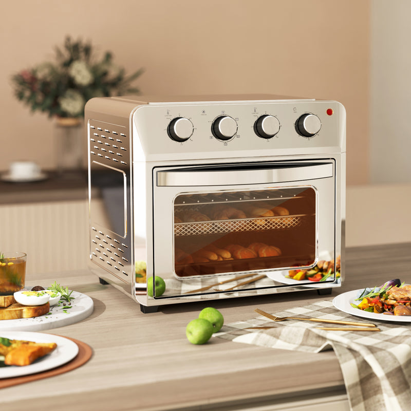 24L Silver Air Fryer Oven 1600W Oil Free Cooking with Timer Touch Screen by HOMCOM