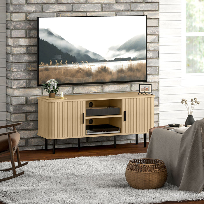 Oak TV Stand Cabinet for TVs up to 55 Inches with Storage Shelves and Cupboard by HOMCOM