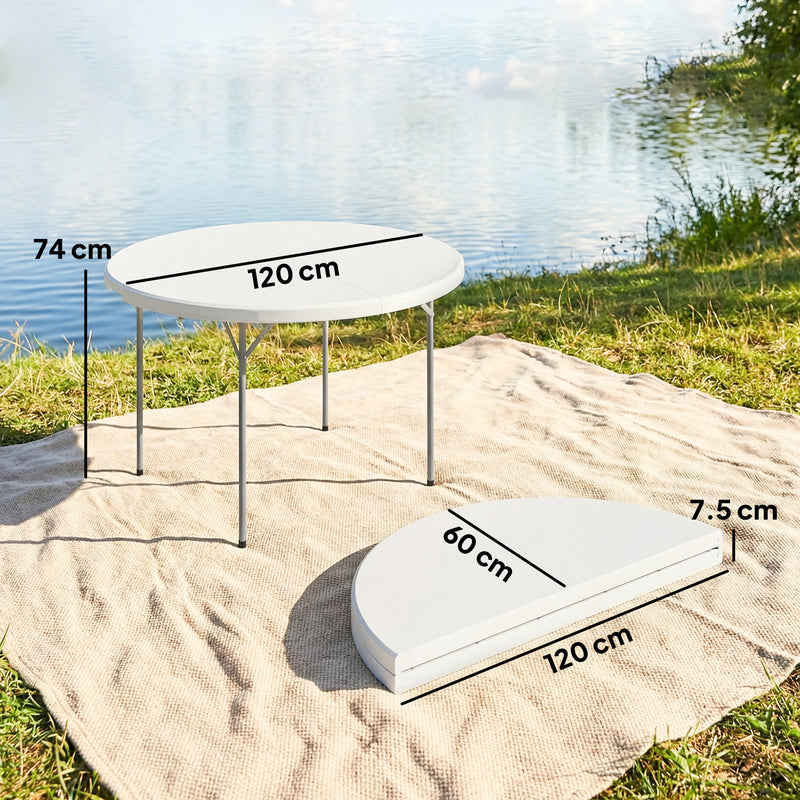 Folding Outdoor Dining Table for Barbecues and Picnics Water Resistant White