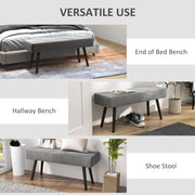 Upholstered End of Bed Bench with Steel Frame Ideal for Bedroom or Hallway, Grey